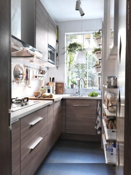 beautiful small kitchen on wooden theme