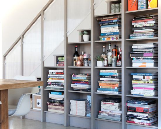 Simple Shelves Under Stairs