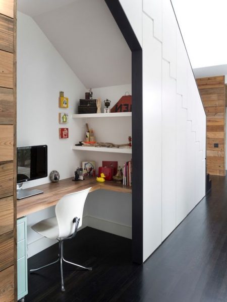 Contemporay Home Office Under Stairs