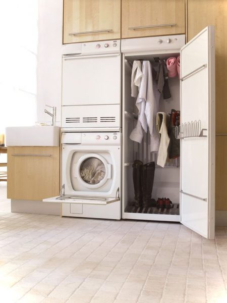 Modern Laundry Room Design With Drying Cabinet