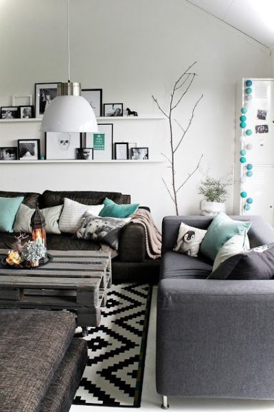 Monochrome Small Living Room Ideas View 1