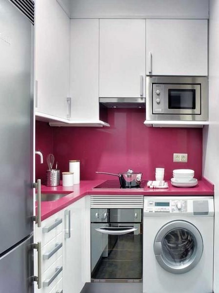  beautiful small kitchen pink and white