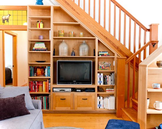 Shelves Tv Rack Under Stairs