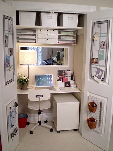 efficient closet office - small closet office ideas