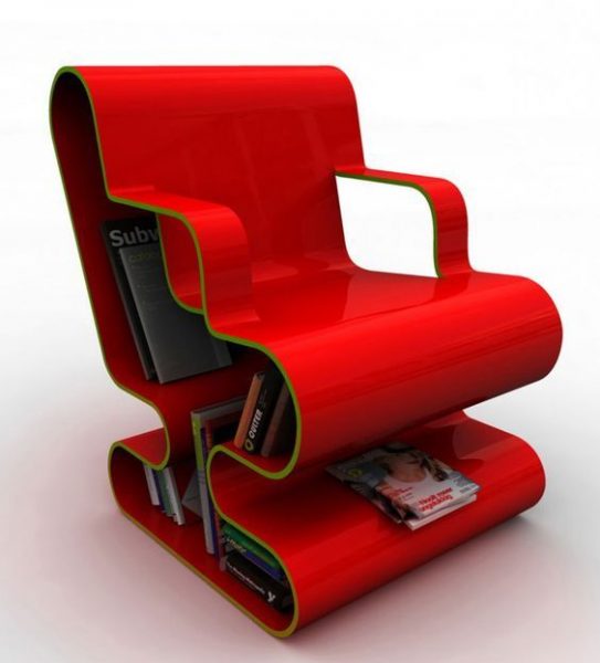 Comfy Red Bookcase Chair
