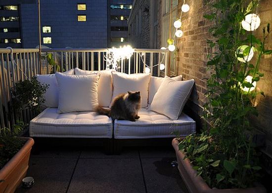 Cozy And Peacful Small Balcony At Night
