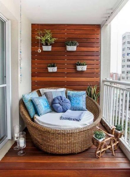 Cozy Small Balcony With Daybed Outdoor