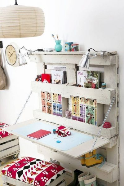 Diy Pallet Shelves With Desk