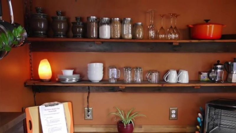 Garage Rustic Tiny House Kitchen Shelves