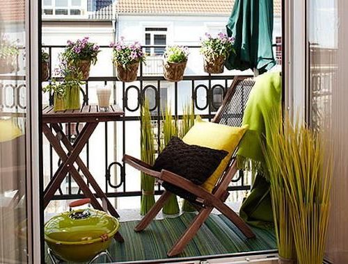 Lawn Green Small Balcony Design - narrow balcony ideas