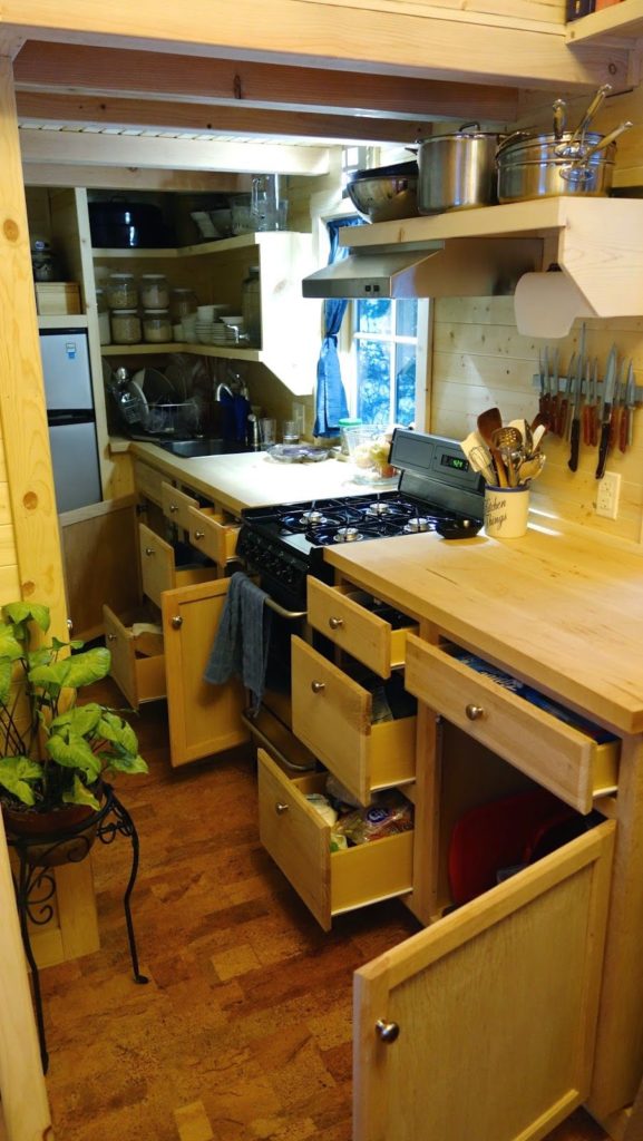 Off-grid Tiny House On Wheels Kitchen Cabinet Design