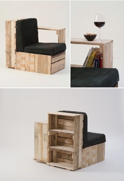 Pallet Bookcase Chairs