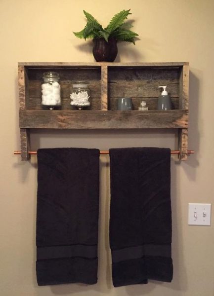 Upcycle Wooden Palet Shelves As Towel Rack