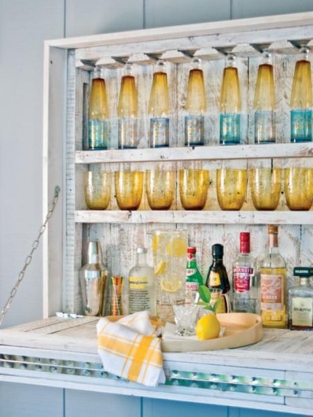 DIY Hanging Pallet Bar with Fold-Up Shelf 1