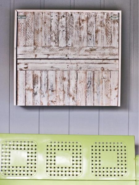 DIY Hanging Pallet Bar with Fold-Up Shelf 2