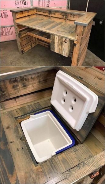 DIY Pallet Bar Ideas with Built-in Cooler Box