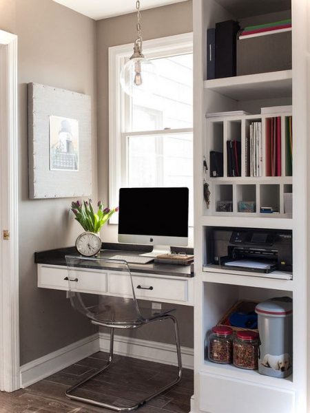 Compact White Small House Office