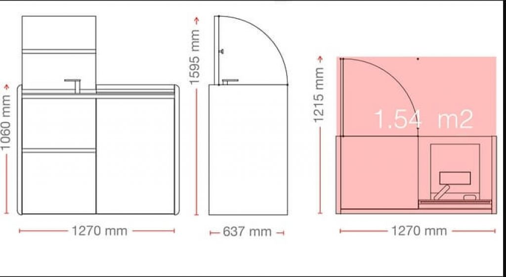 Kitchoo Tiny Kitchen K6 Dimensions and real footprint