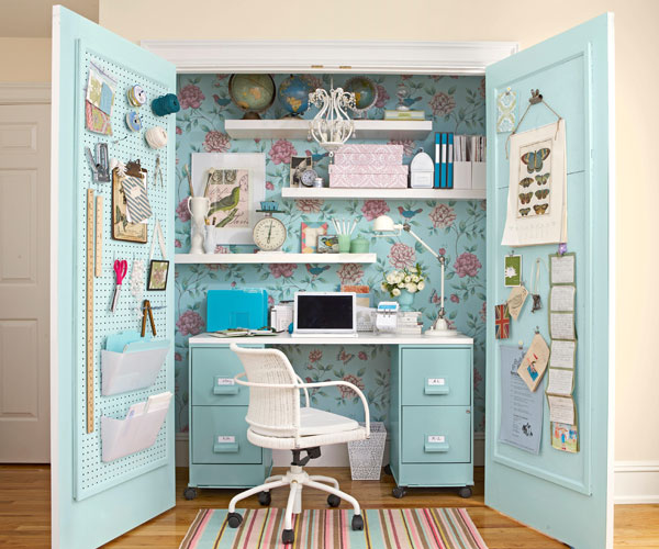 blue theme closet office