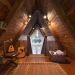 A-frame Tiny Cabin House Attic Room