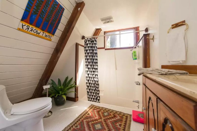 A-frame Tiny Cabin House Bathroom