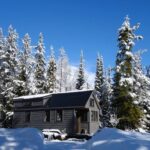 Off-grid Tiny House On Wheels Exterior Views On Winter