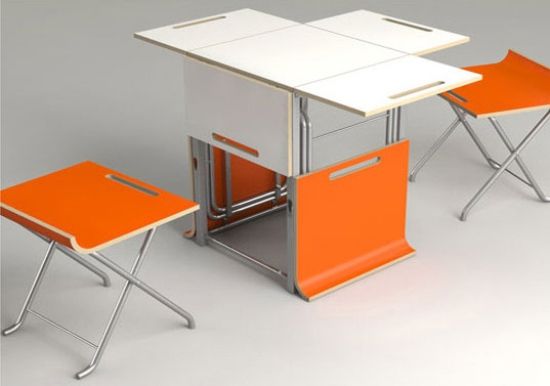Offi Packet Cube space saving table and chair