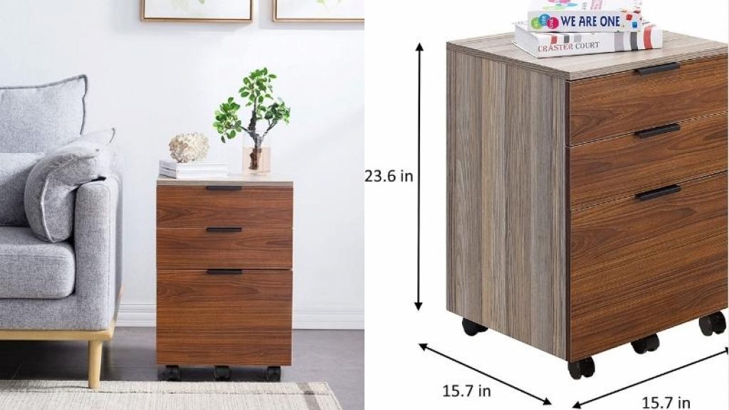 JJS 3 Drawer Rolling Wood File Cabinet with Locking Wheels - IKEA Alex Drawer Alternative