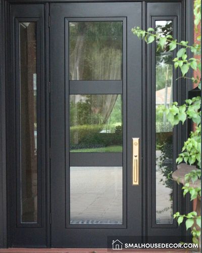 Mediterranean Black Front Door with Glass Ideas
