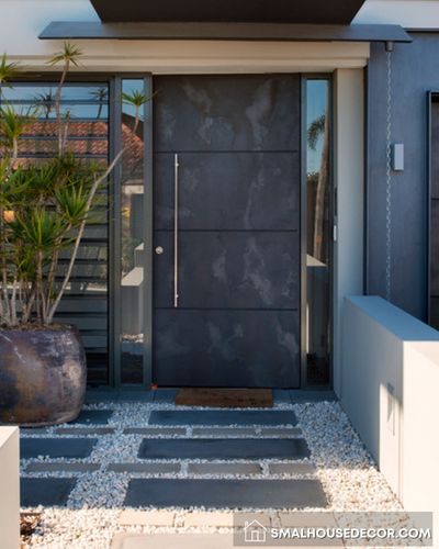 Modern Black Wooden Door with exquisite Brubeck door pull